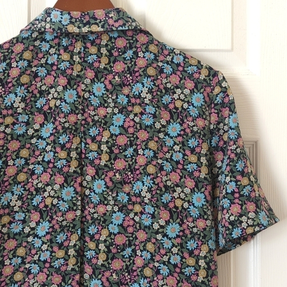 R&K Originals 90's Vintage Floral Short Sleeve Button Down Slit Back Blouse M - Picture 10 of 12